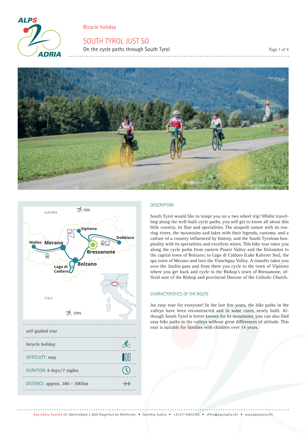 SOUTH TYROL JUST SO on the Cycle Paths Through South Tyrol Page 1 of 4