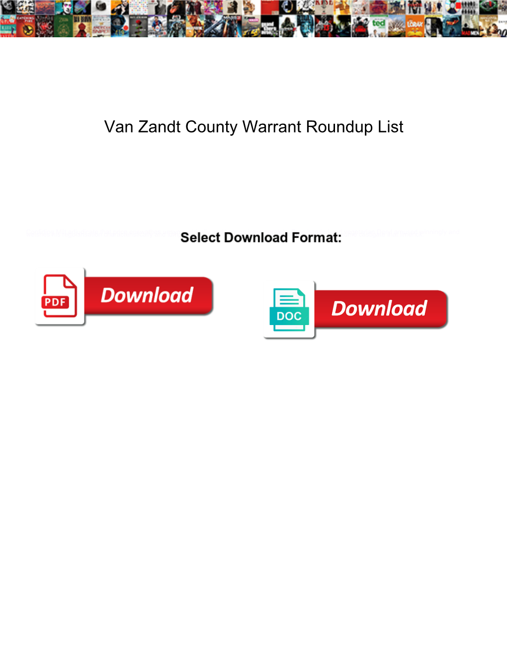 Van Zandt County Warrant Roundup List