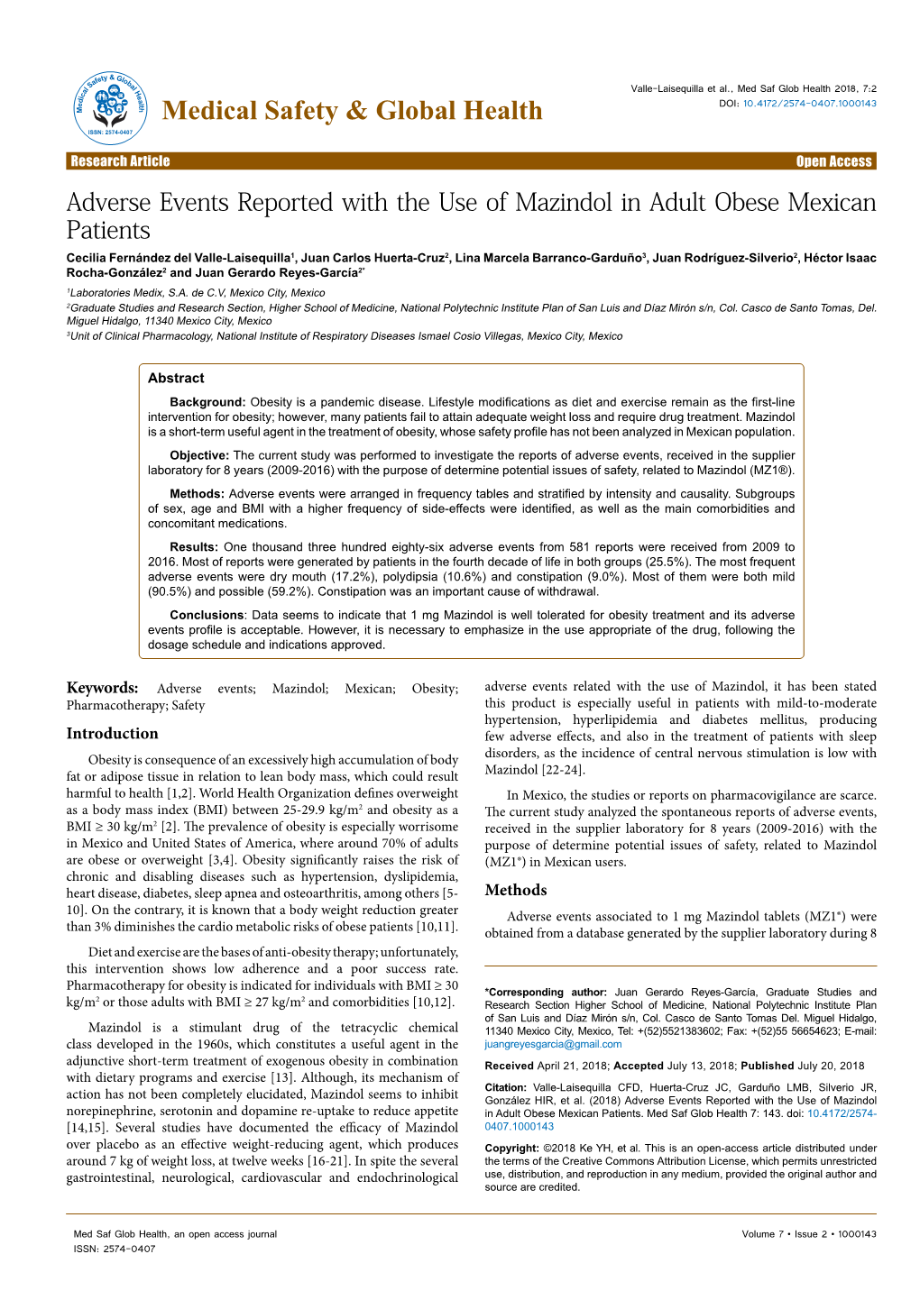 Adverse Events Reported with the Use of Mazindol in Adult Obese