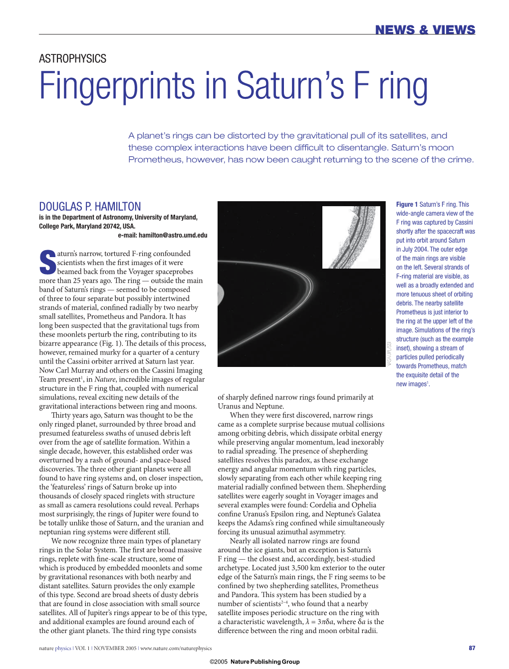Fingerprints in Saturn's F Ring