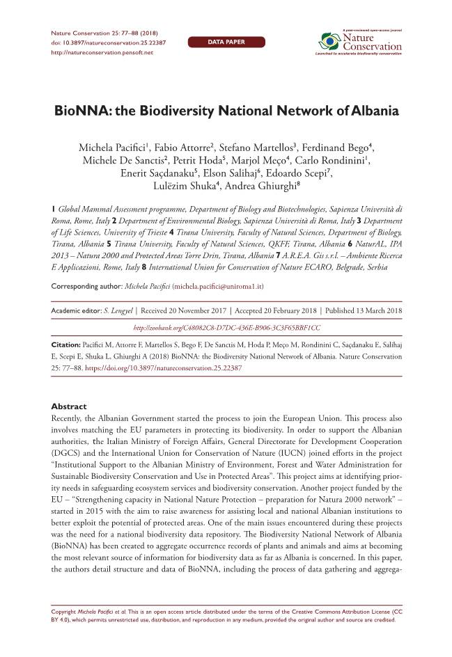 The Biodiversity National Network of Albania