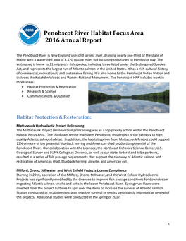 Penobscot River Habitat Focus Area 2016 Annual Report