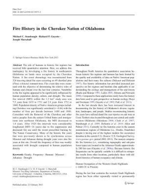 Fire History in the Cherokee Nation of Oklahoma