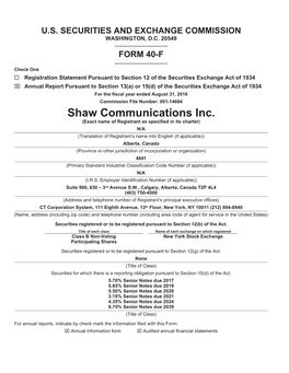 Shaw Communications Inc. (Exact Name of Registrant As Specified in Its Charter)