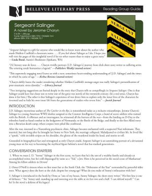 Sergeant Salinger a Novel by Jerome Charyn $16.99 | 288 Pgs Trade Paperback ISBN: 978-1-942658-74-0 Ebook ISBN: 978-1-942658-75-7