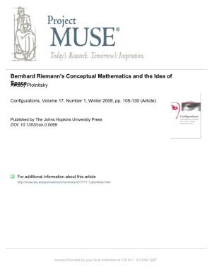 Bernhard Riemann's Conceptual Mathematics and the Idea of Space
