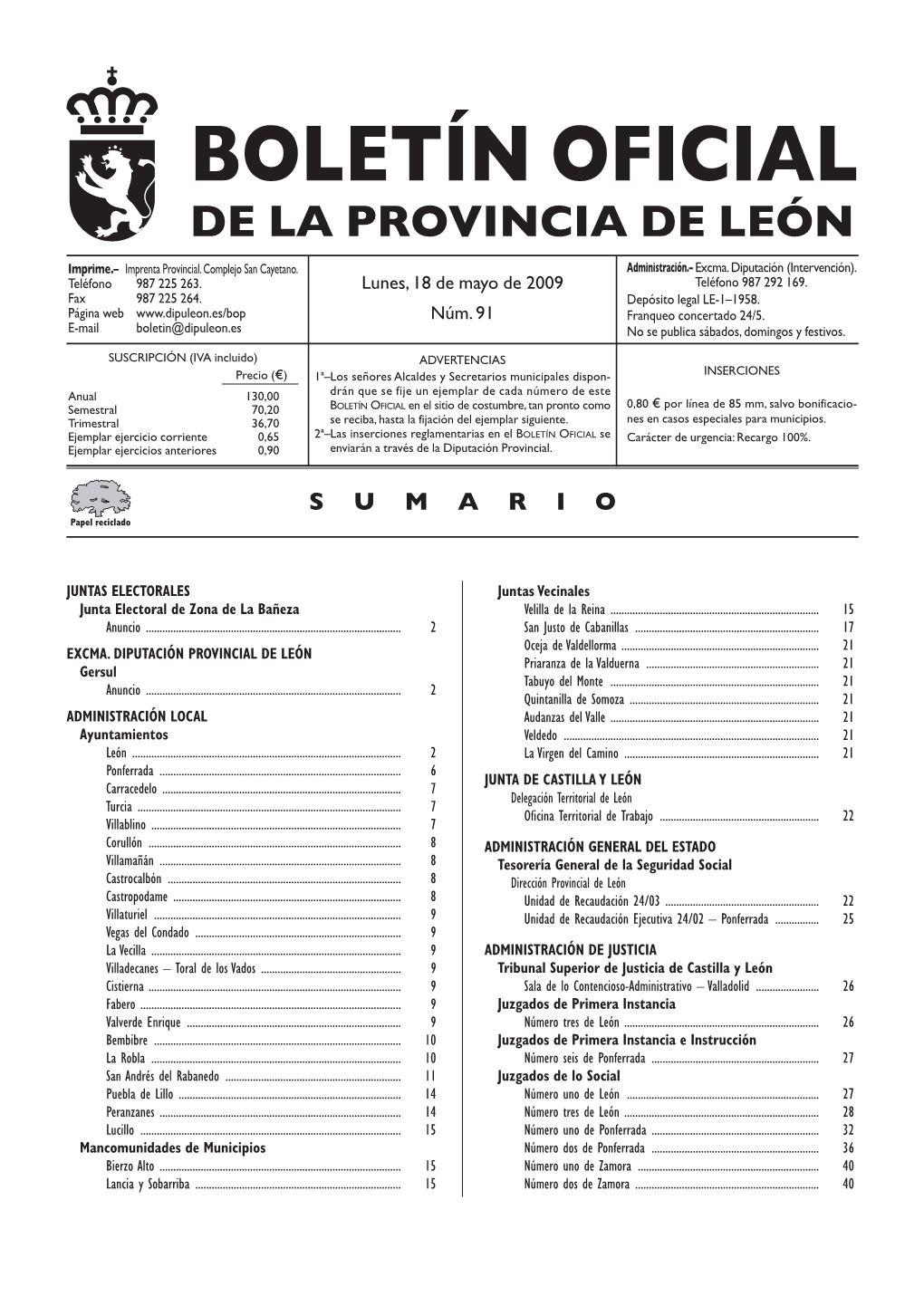 Boletín Oficial De La Provincia De León