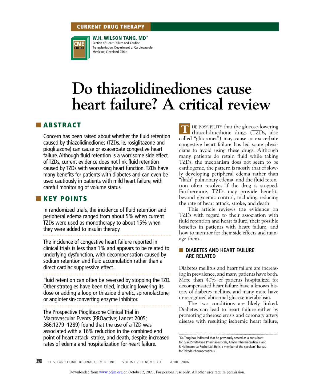 Do Thiazolidinediones Cause Heart Failure? a Critical Review