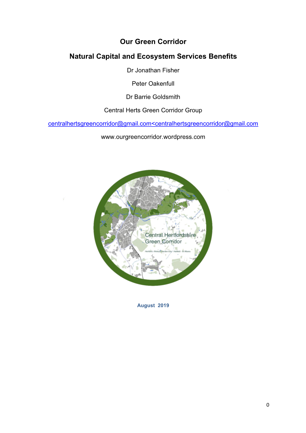 Our Green Corridor Natural Capital and Ecosystem Services Benefits