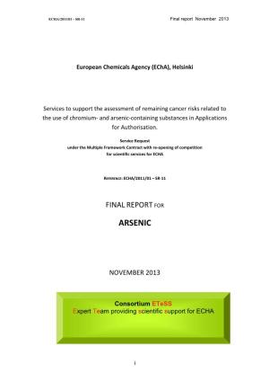 Arsenic-Containing Substances in Applications for Authorisation