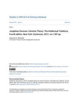 Josephine Donovan. Feminist Theory: the Intellectual Traditions