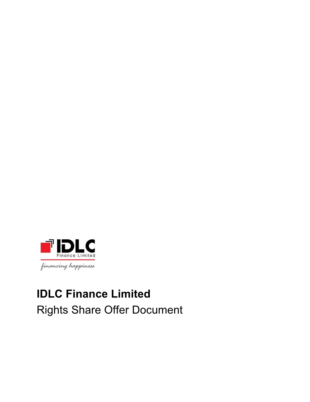 IDLC Finance Limited Rights Share Offer Document