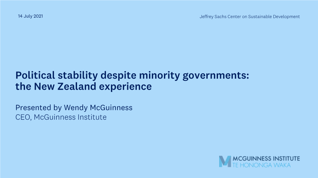 Political Stability Despite Minority Governments: the New Zealand Experience