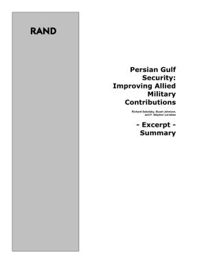 Persian Gulf Security: Improving Allied Military Contributions