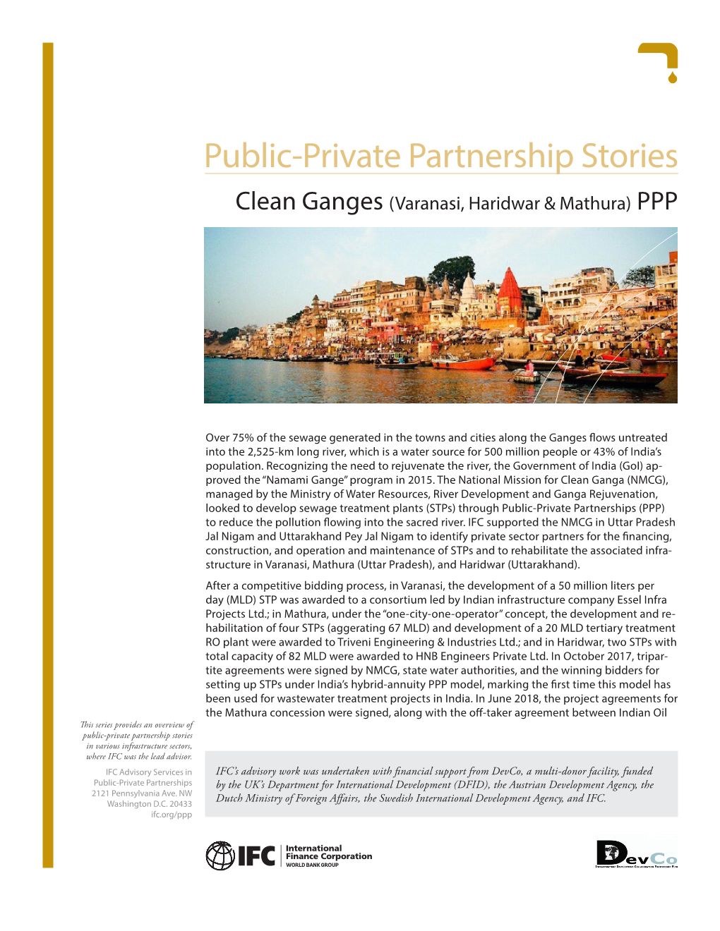 Public-Private Partnership Stories Clean Ganges (Varanasi, Haridwar & Mathura) PPP
