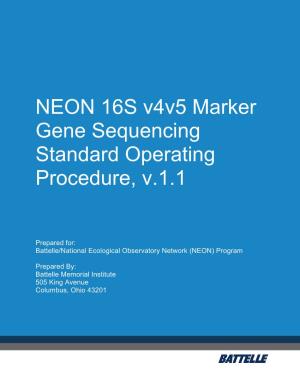 NEON 16S V4v5 Marker Gene Sequencing Standard Operating Procedure, V.1.1