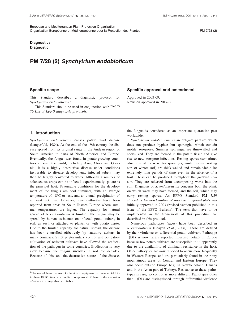 PM 7/28 (2) Synchytrium Endobioticum