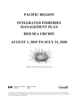 Pacific Region Integrated Fisheries Management Plan : Red Sea Urchin