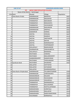 S.No Bank Mandal Village Population 1 State Bank of India