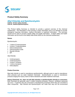 Allyl Chloride and Epichlorohydrin CAS No