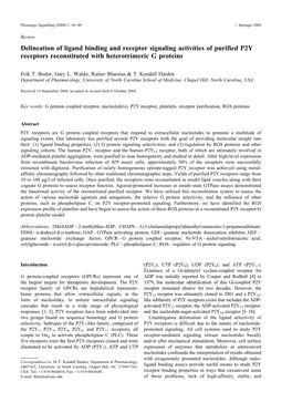 Delineation of Ligand Binding and Receptor Signaling Activities of Purified P2Y Receptors Reconstituted with Heterotrimeric G Proteins