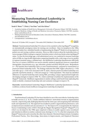 Measuring Transformational Leadership in Establishing Nursing Care Excellence