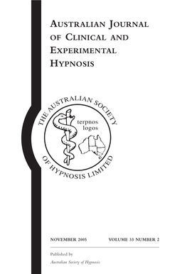 AUSTRALIAN Journal of CLINICAL and Experimental Hypnosis