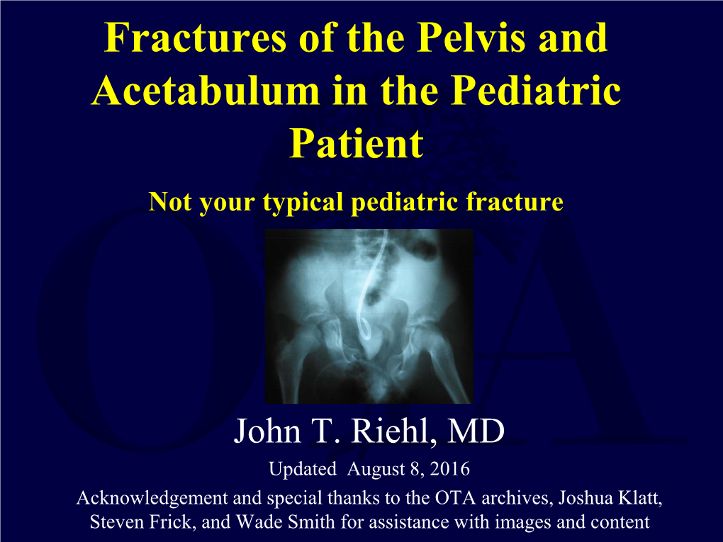 Fractures of the Pelvis and Acetabulum in Pediatric Patients - DocsLib