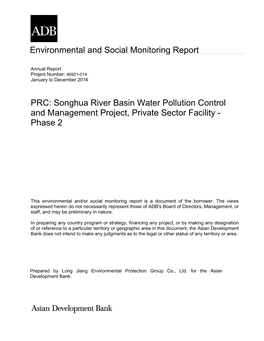 Environmental and Social Monitoring Report PRC: Songhua River
