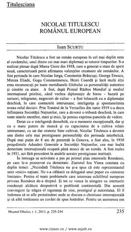 Titulesciana NICOLAE TITULESCU ROMÂNUL EUROPEAN