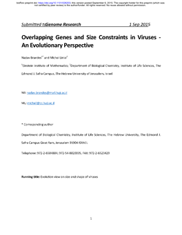 Overlapping Genes and Size Constraints in Viruses - an Evolutionary Perspective