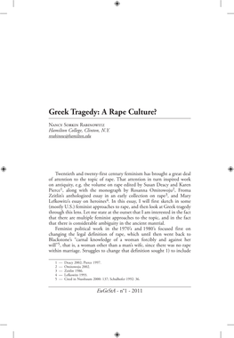 Greek Tragedy: a Rape Culture?