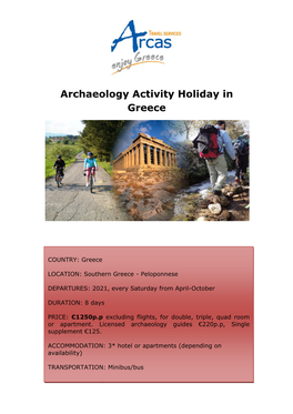 Archaeology Activity Holiday in Greece