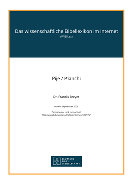 Das Wissenschaftliche Bibellexikon Im Internet Pije / Pianchi