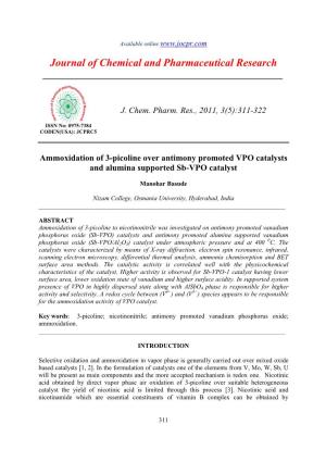 Ammoxidation of 3Picoline Over Antimony Promoted VPO