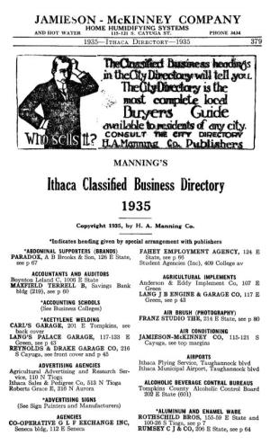 Ithaca Classified Business Directory 1935