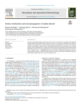Surface Sterilization and Micropropagation of Ludisia Discolor