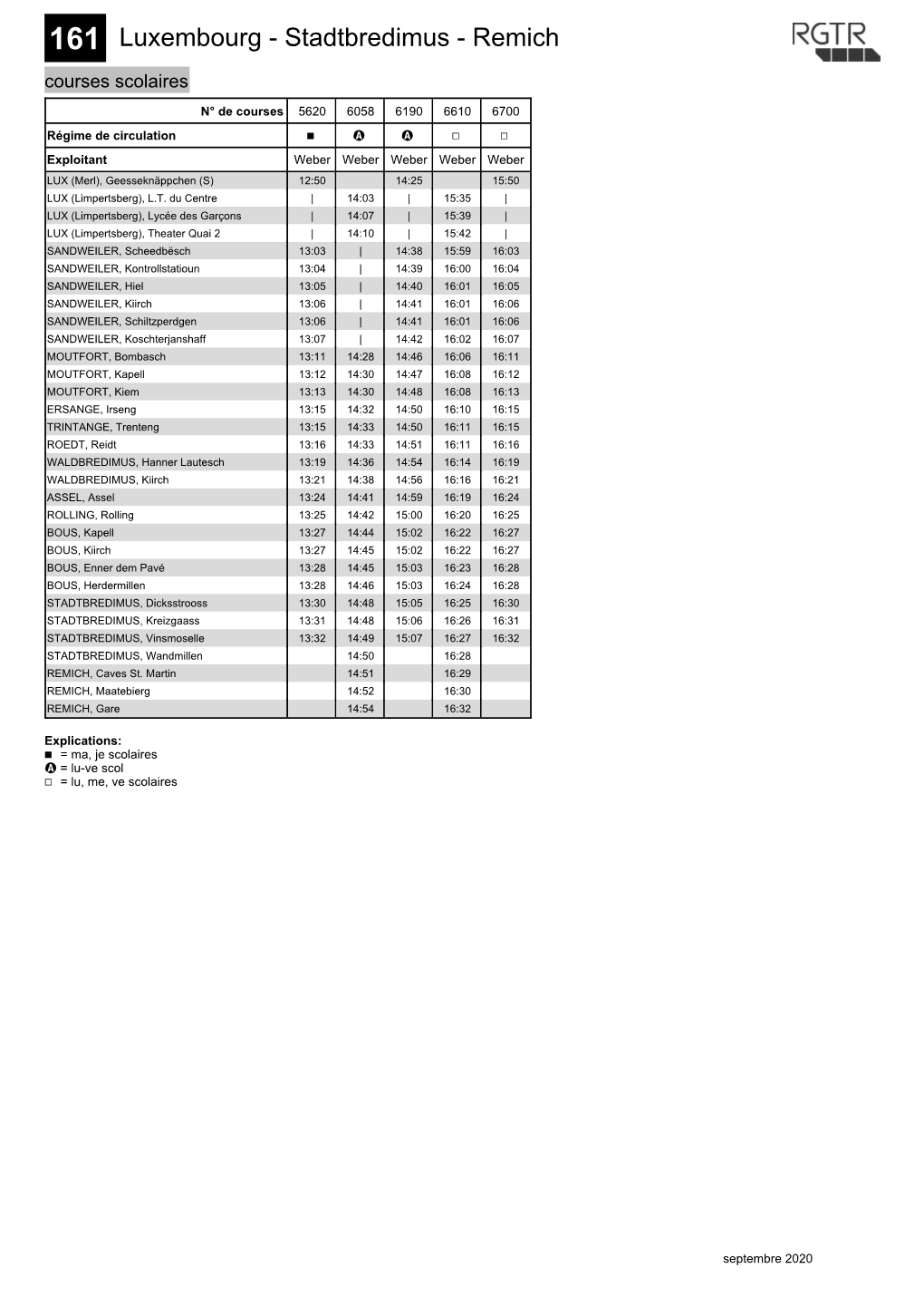 161 Luxembourg - Stadtbredimus - Remich Courses Scolaires