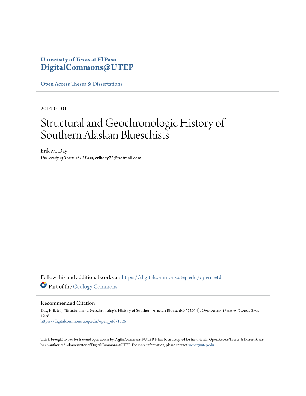 Structural and Geochronologic History of Southern Alaskan Blueschists Erik M