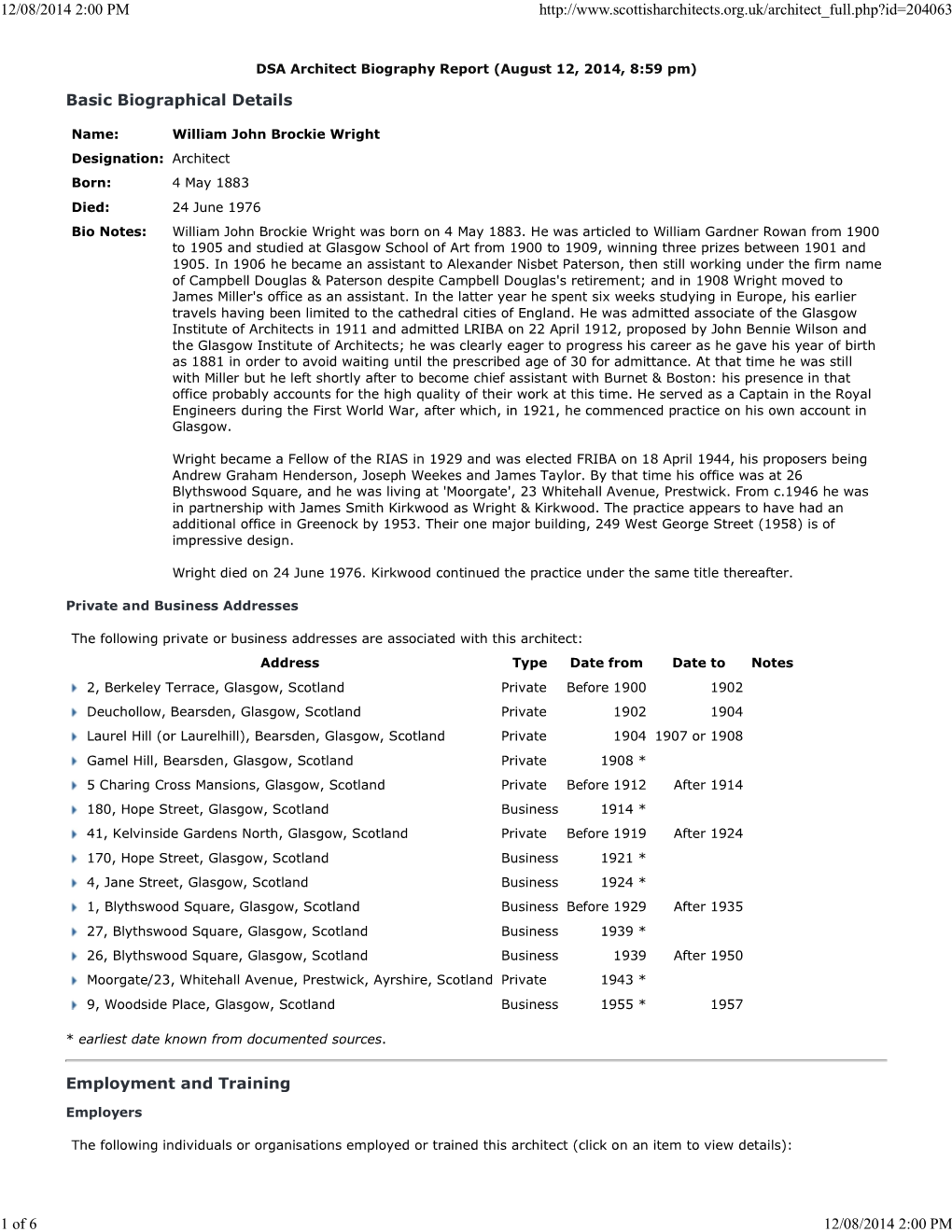 Scottish Architects Website and Database Design by Codex Geodata