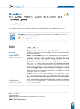 Low Lumbar Fractures: Unique Biomechanics and Treatment Options