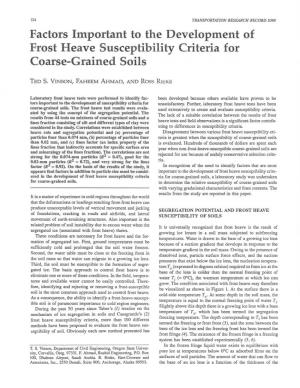 Factors Important to the Development of Frost Heave Susceptibility Criteria for Coarse-Grained Soils