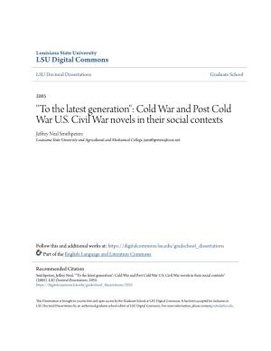Cold War and Post Cold War US Civil War Novels