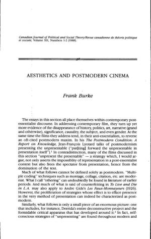 AESTHETICS and POSTMODERN CINEMA Frank Burke