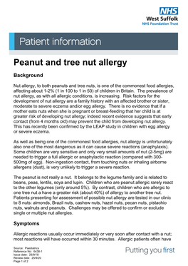 Peanut and Tree Nut Allergy