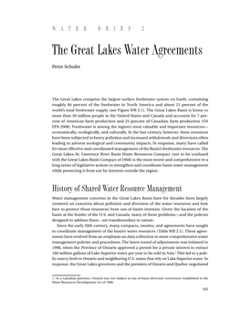 The Great Lakes Water Agreements