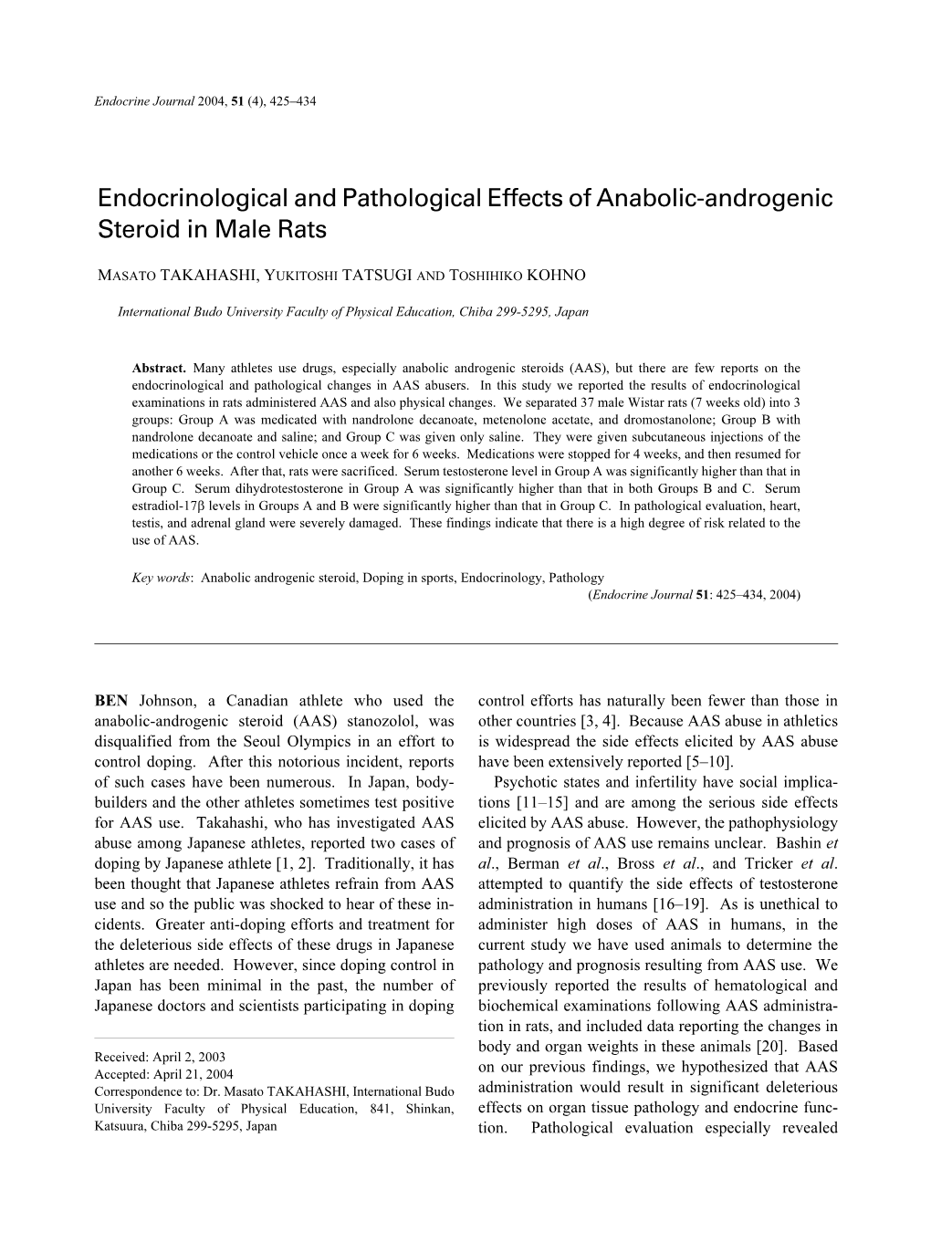 Endocrinological and Pathological Effects of Anabolic-Androgenic Steroid in Male Rats