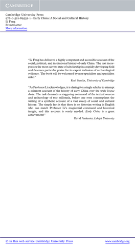 Li Feng Has Delivered a Highly Competent and Accessible Account of the Social, Political, and Institutional History of Early China