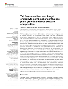 Tall Fescue Cultivar and Fungal Endophyte Combinations Influence