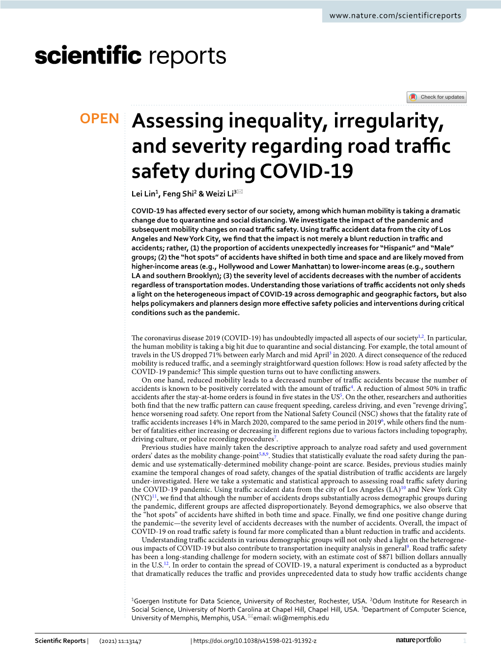 Assessing Inequality, Irregularity, and Severity Regarding Road Traffic Safety